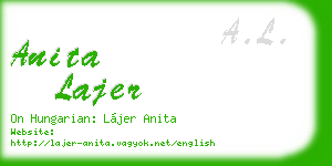 anita lajer business card